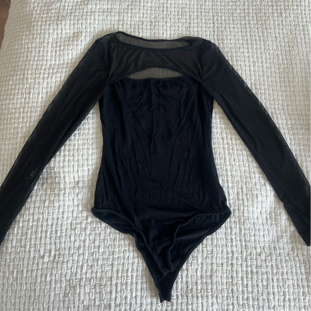 Black Long Sleeve Top with Mesh